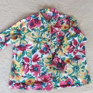 3X Watercolor Floral Canvas Jacket